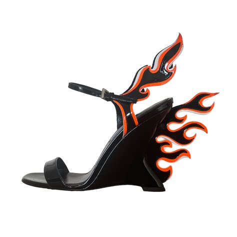 prada heels with flames